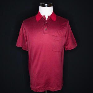 Men’s Brioni Red Checkered Cotton Polo Shirt Sz Medium